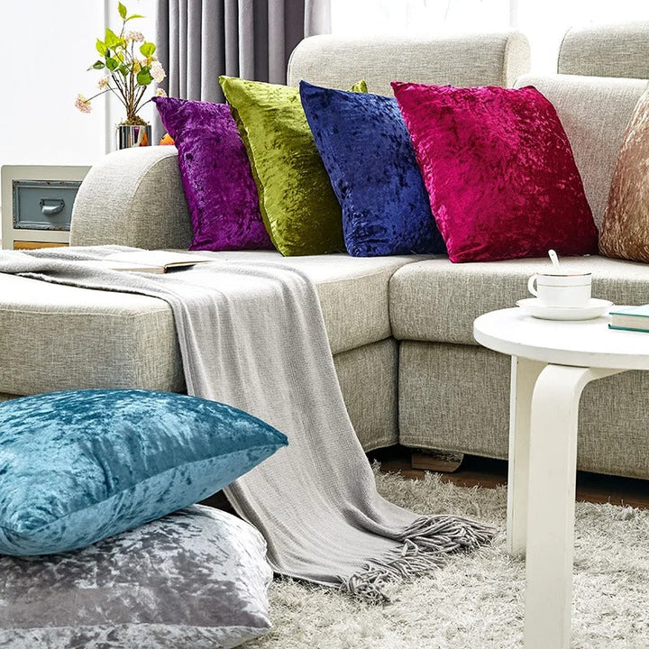Luksuriøst Beige Velour Pude Betræk