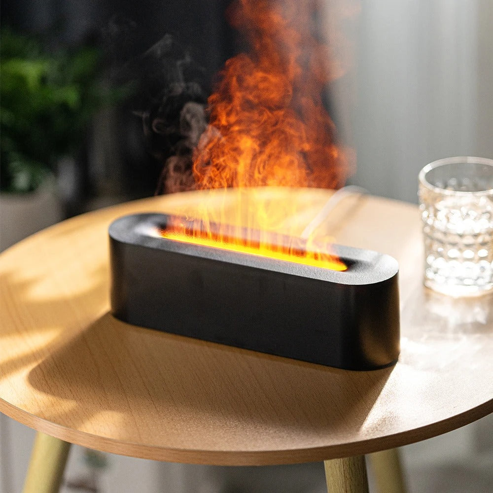 Elegant Luftfugter med Flammeeffekt og Aroma Diffuser