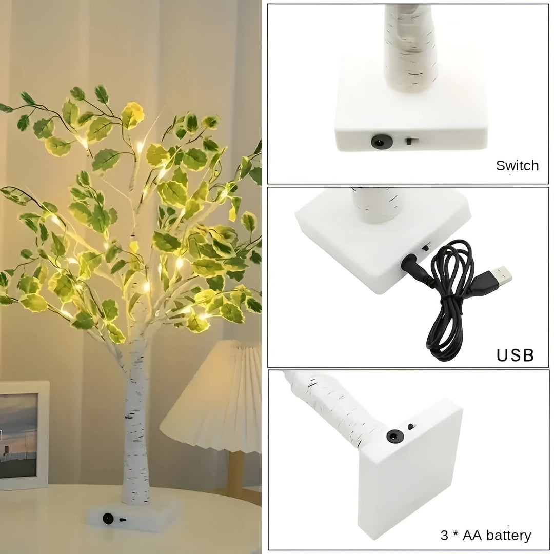 Trædesign Bordlampe med Varmt LED-lys