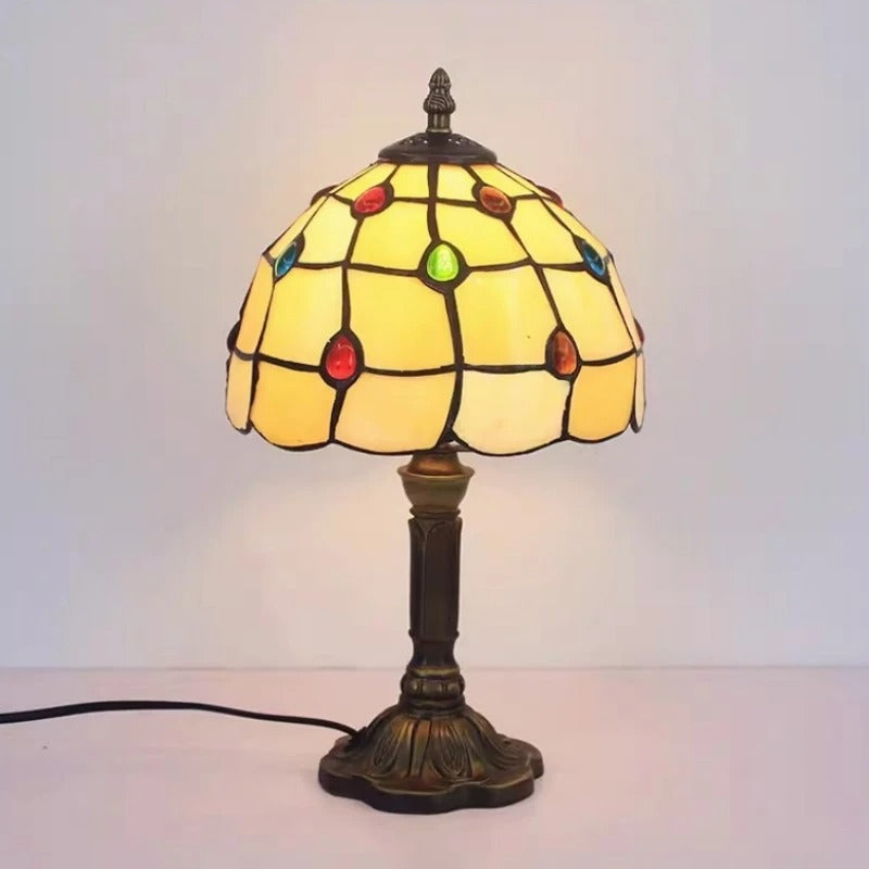 Barok Vintage Tiffany Glas Bordlampe med LED E27