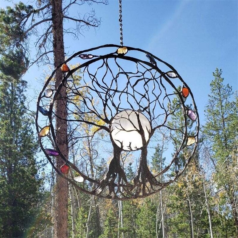 Træ af Livet Vægkunst med Chakra Design i Høj Kvalitet Træ
