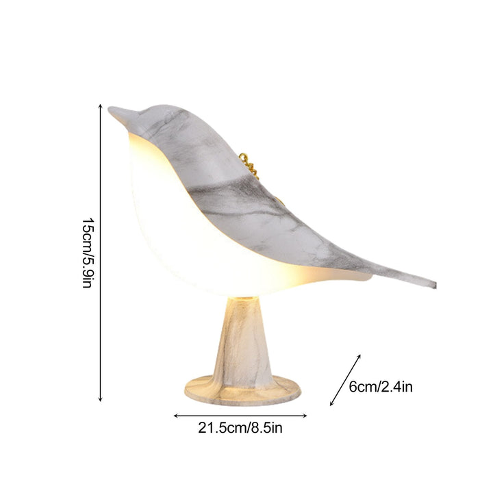 LED Bordlampe med Fugledesign og Stofskærm