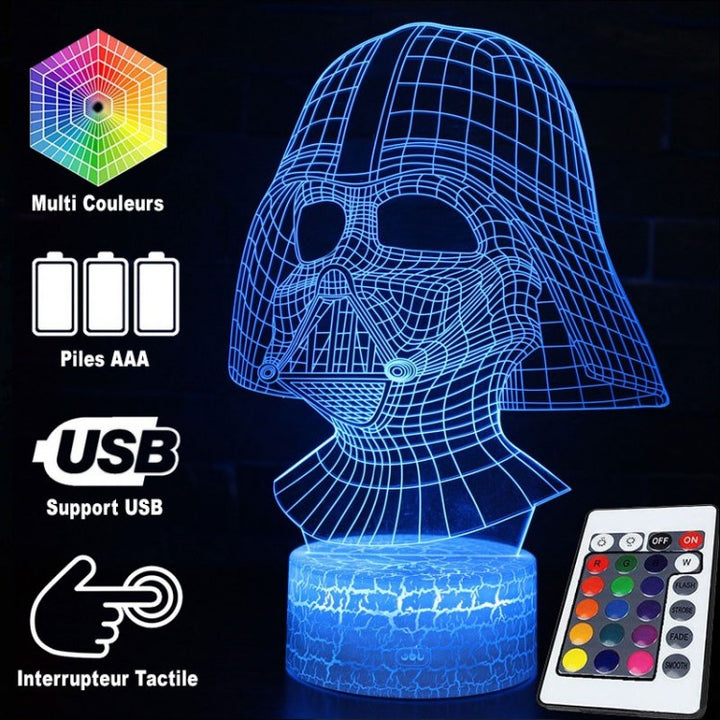 3D Darth Vader Lampe med LED Belysning