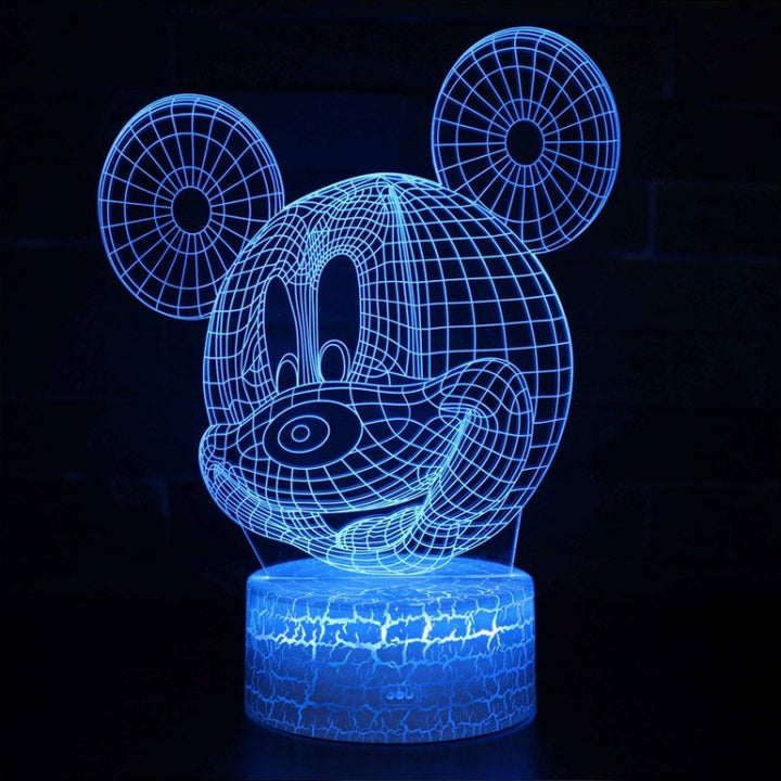 3D Mickey Mouse LED Lampe med Blød Belysning