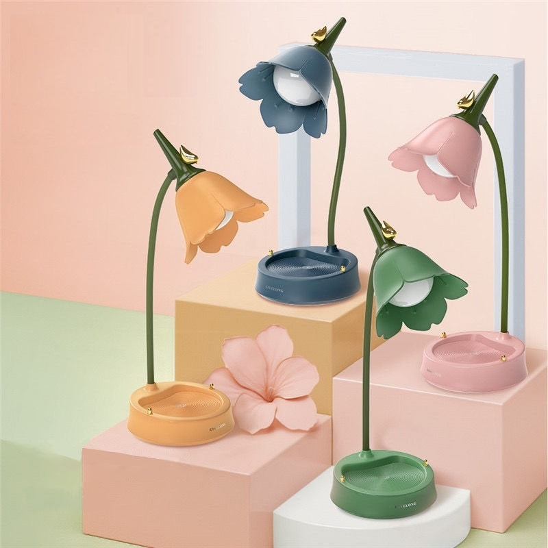 Berøringsfølsom LED Skrivebordslampe med Blomsterblad Design