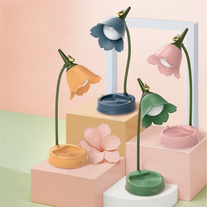 Berøringsfølsom LED Skrivebordslampe med Blomsterblad Design