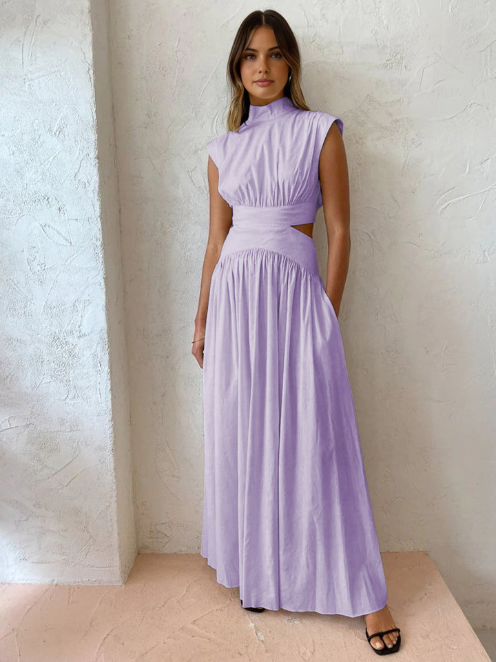 Blanc | Kvinders Mock Neck Cutout Maxi Kjole Uden Ærmer Begivenhedskjole