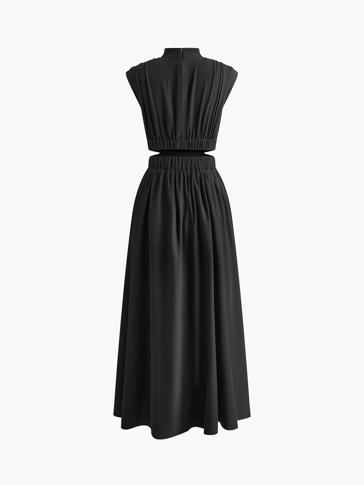 Blanc | Kvinders Mock Neck Cutout Maxi Kjole Uden Ærmer Begivenhedskjole