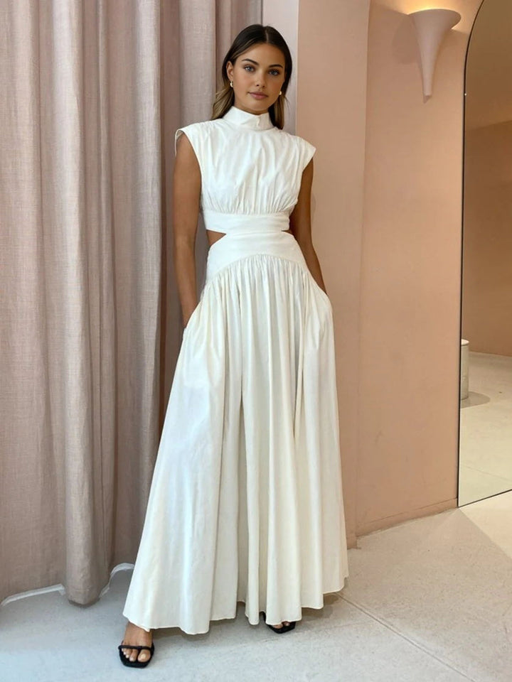 Blanc | Kvinders Mock Neck Cutout Maxi Kjole Uden Ærmer Begivenhedskjole
