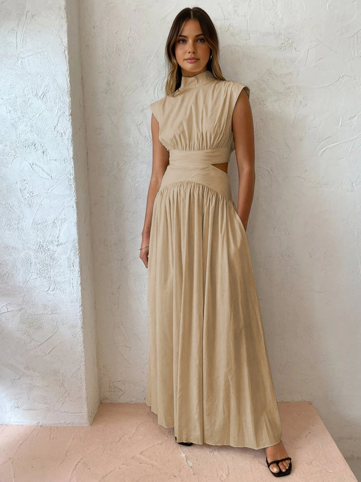 Blanc | Kvinders Mock Neck Cutout Maxi Kjole Uden Ærmer Begivenhedskjole