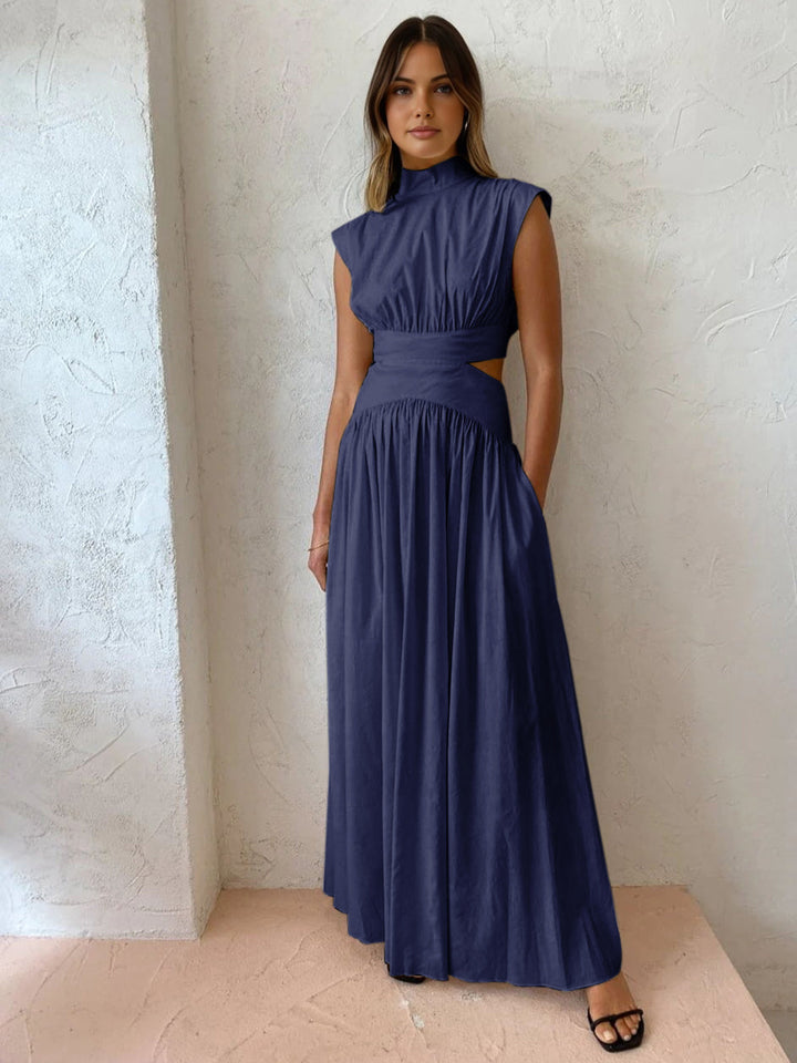 Blanc | Kvinders Mock Neck Cutout Maxi Kjole Uden Ærmer Begivenhedskjole