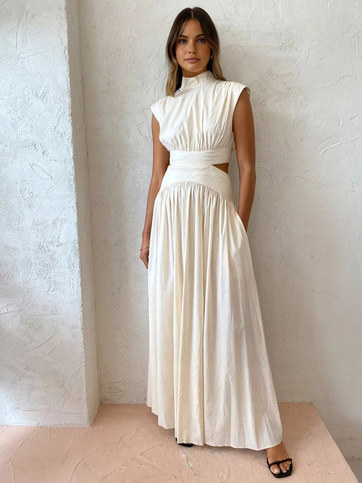 Blanc | Kvinders Mock Neck Cutout Maxi Kjole Uden Ærmer Begivenhedskjole