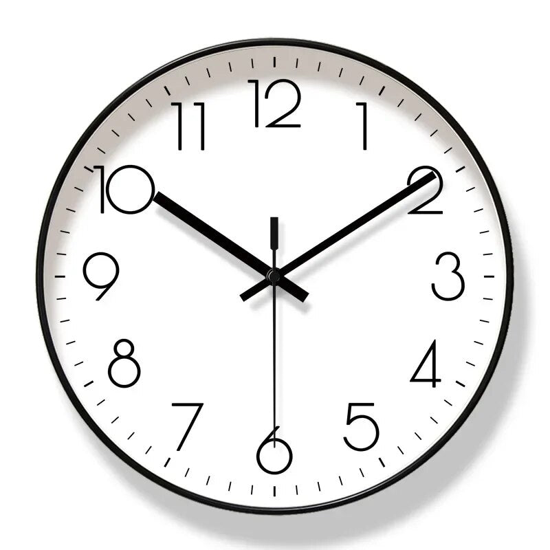 Minimalistisk Sort-Hvidt Vægur med Kvartsurværk