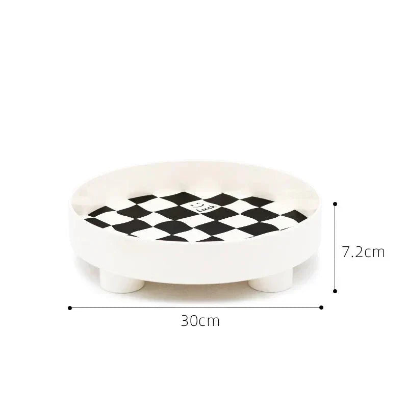 Monokrom Plast Opbevaring Tray med Skakbræt Design