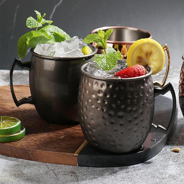 Rustfrit Stål Moscow Mule Krus med Hammeret, Glat eller Diamant Finish