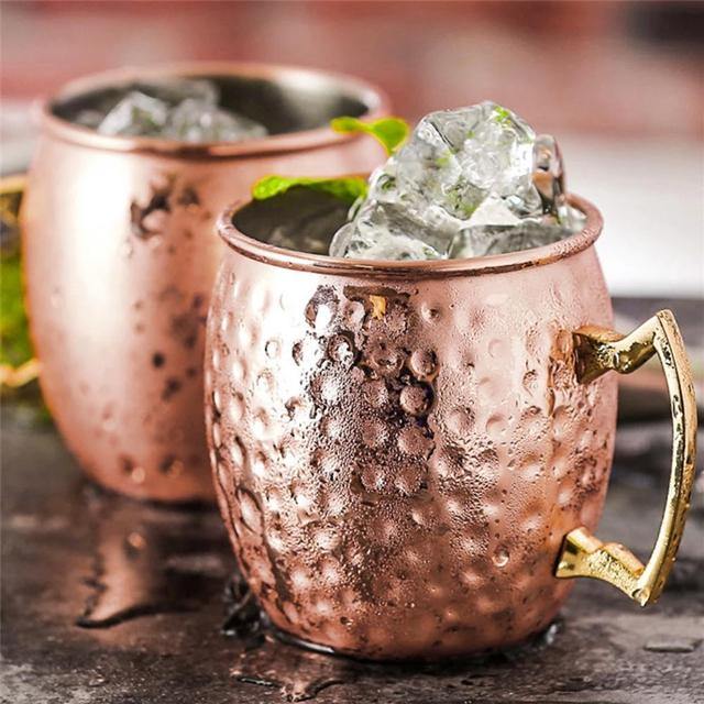 Rustfrit Stål Moscow Mule Krus med Højglans Finish i Sølv, Kobber eller Roséguld