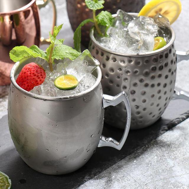 Rustfrit Stål Moscow Mule Krus med Hammeret, Glat eller Diamant Finish