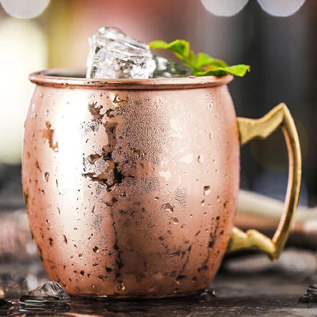 Rustfrit Stål Moscow Mule Krus med Højglans Finish i Sølv, Kobber eller Roséguld