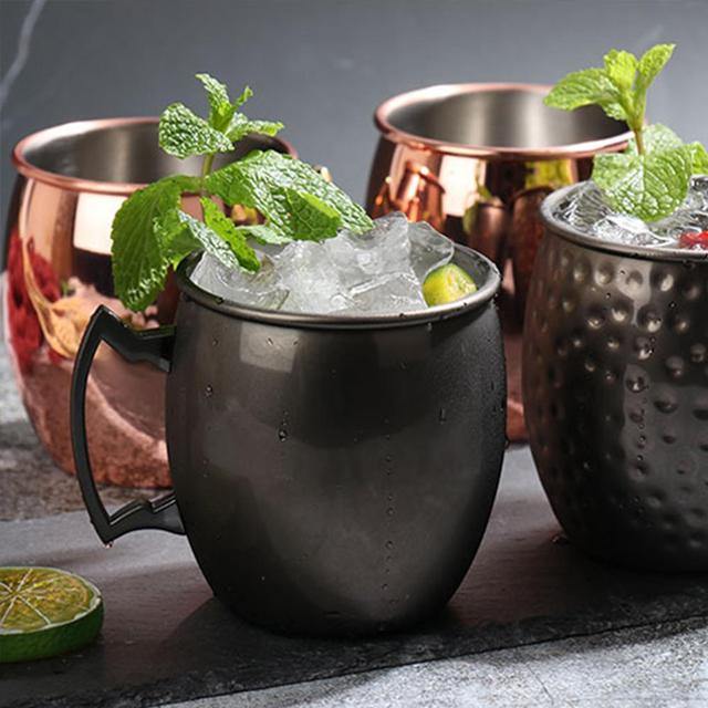 Rustfrit Stål Moscow Mule Krus med Hammeret, Glat eller Diamant Finish