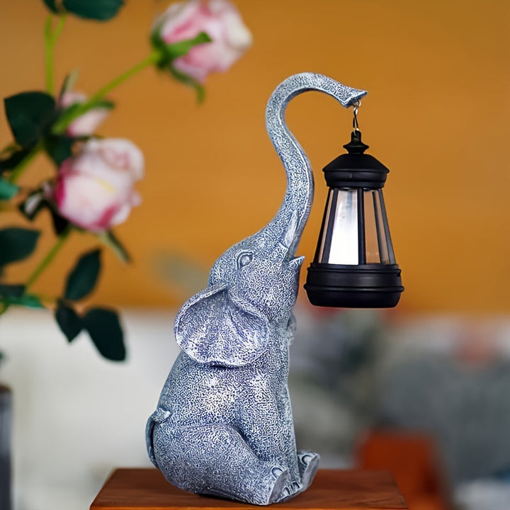 Solcelledrevet Elefant Bordlampe til Indendørs og Udendørs Brug