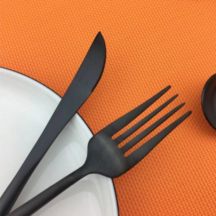 Moderne Sort Rustfrit Stål Bestik Sæt 24/48 Dele