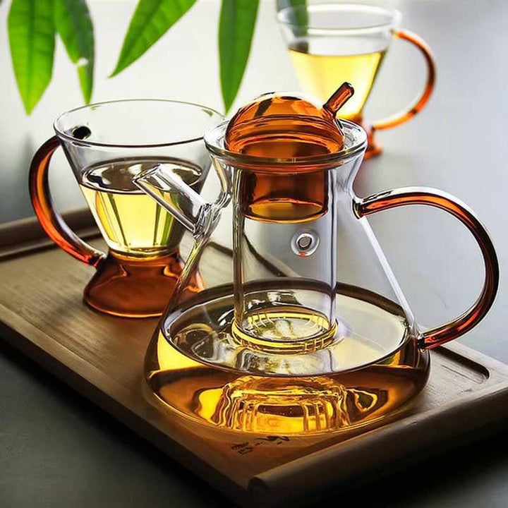 Varmebestandig Glas Teapot og Kop Sæt i Minimalistisk Design