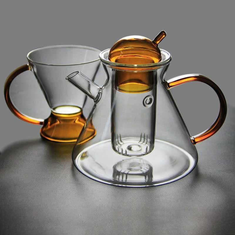 Varmebestandig Glas Teapot og Kop Sæt i Minimalistisk Design