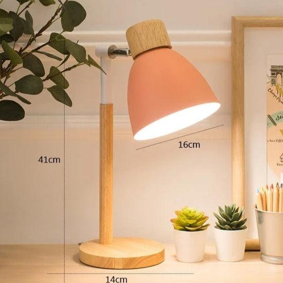 Justerbar Bordlampe i Træ og Metal med Skandinavisk Design