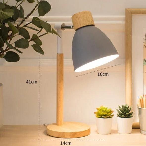 Justerbar Bordlampe i Træ og Metal med Skandinavisk Design