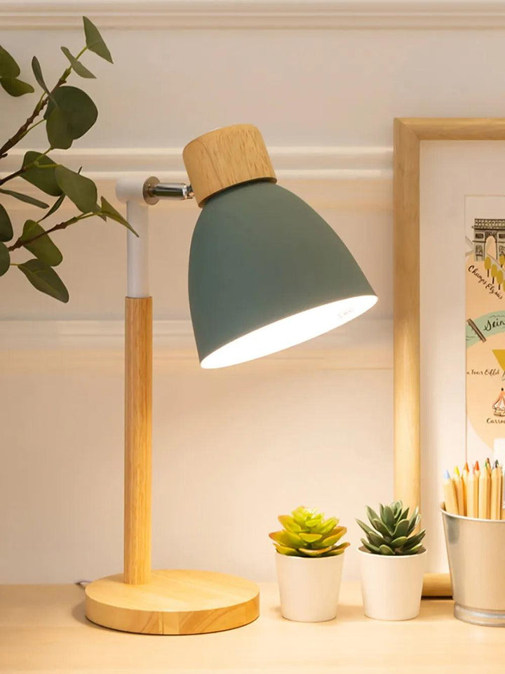 Justerbar Bordlampe i Træ og Metal med Skandinavisk Design
