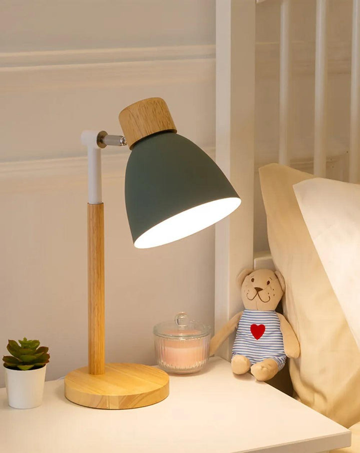 Justerbar Bordlampe i Træ og Metal med Skandinavisk Design