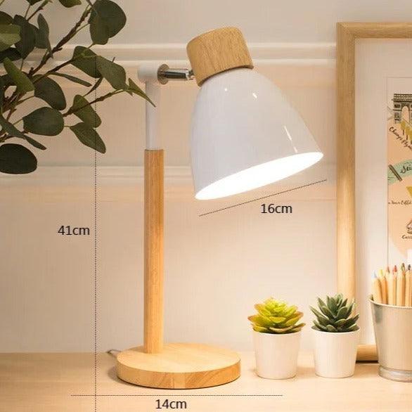 Justerbar Bordlampe i Træ og Metal med Skandinavisk Design