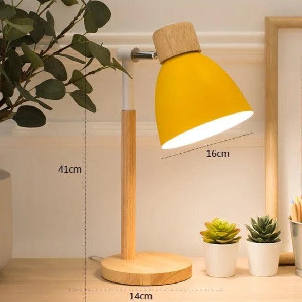 Justerbar Bordlampe i Træ og Metal med Skandinavisk Design