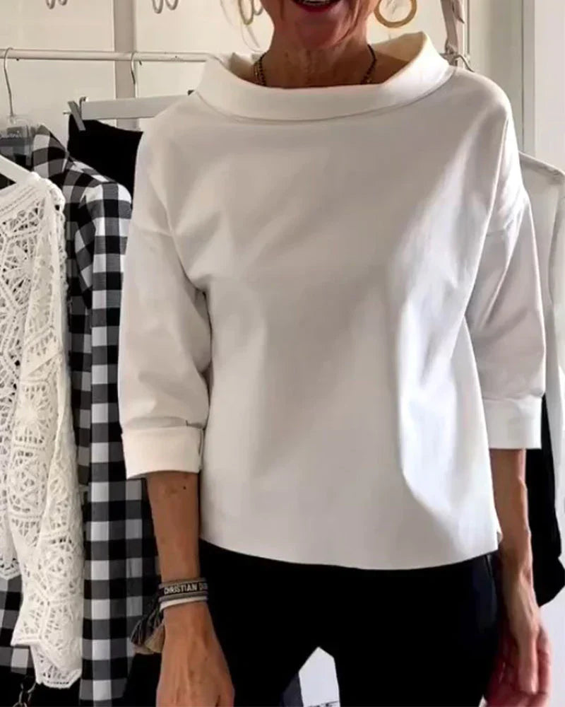 Maya | Kvinders Bateau Hals 3/4 Ærme Casual Top