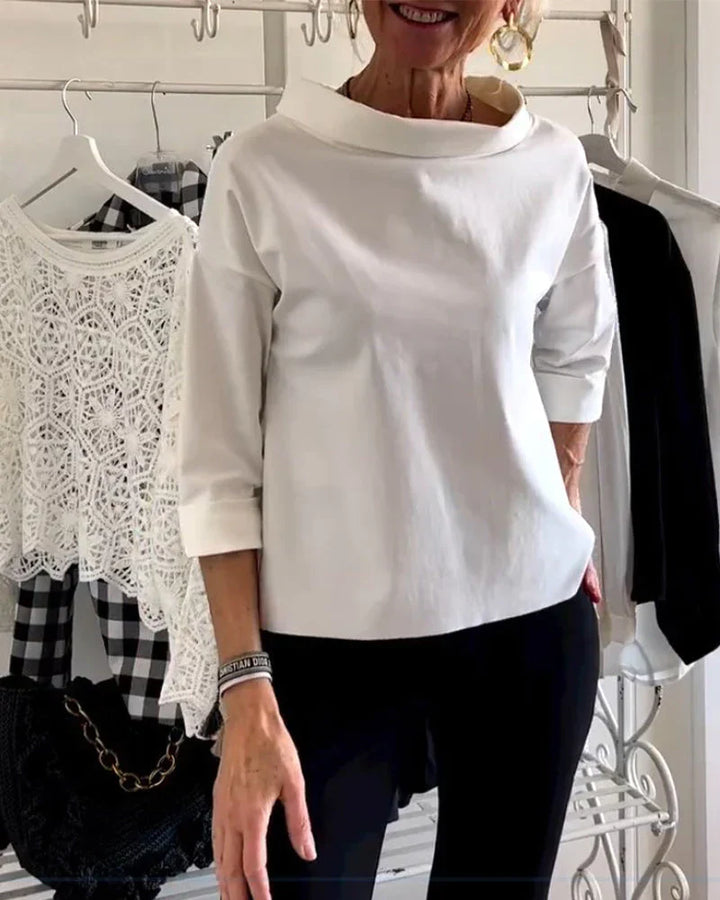 Maya | Kvinders Bateau Hals 3/4 Ærme Casual Top