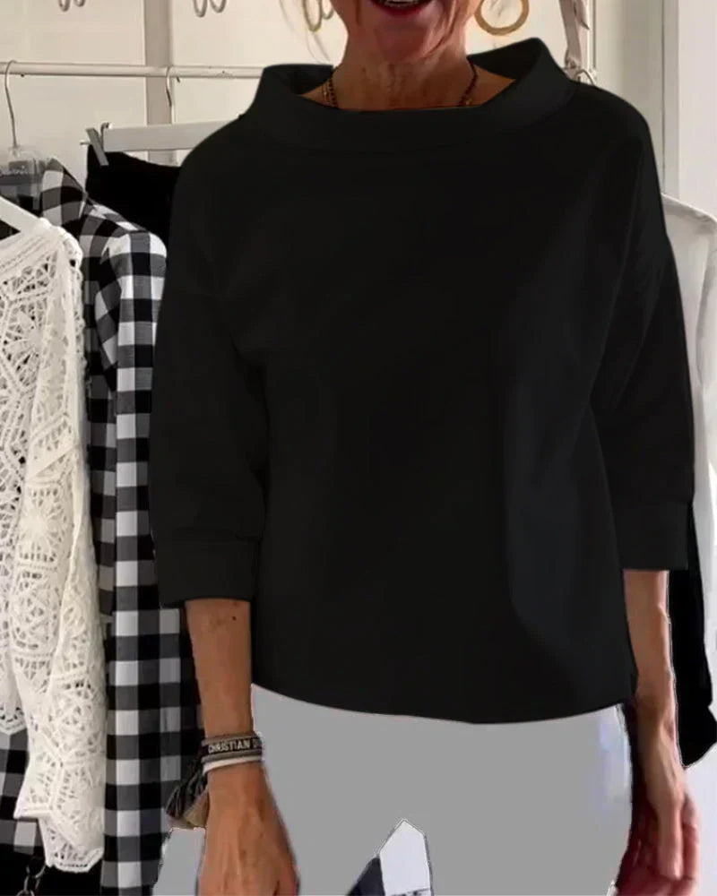 Maya | Kvinders Casual Top med Bateau Hals og 3/4 Ærmer