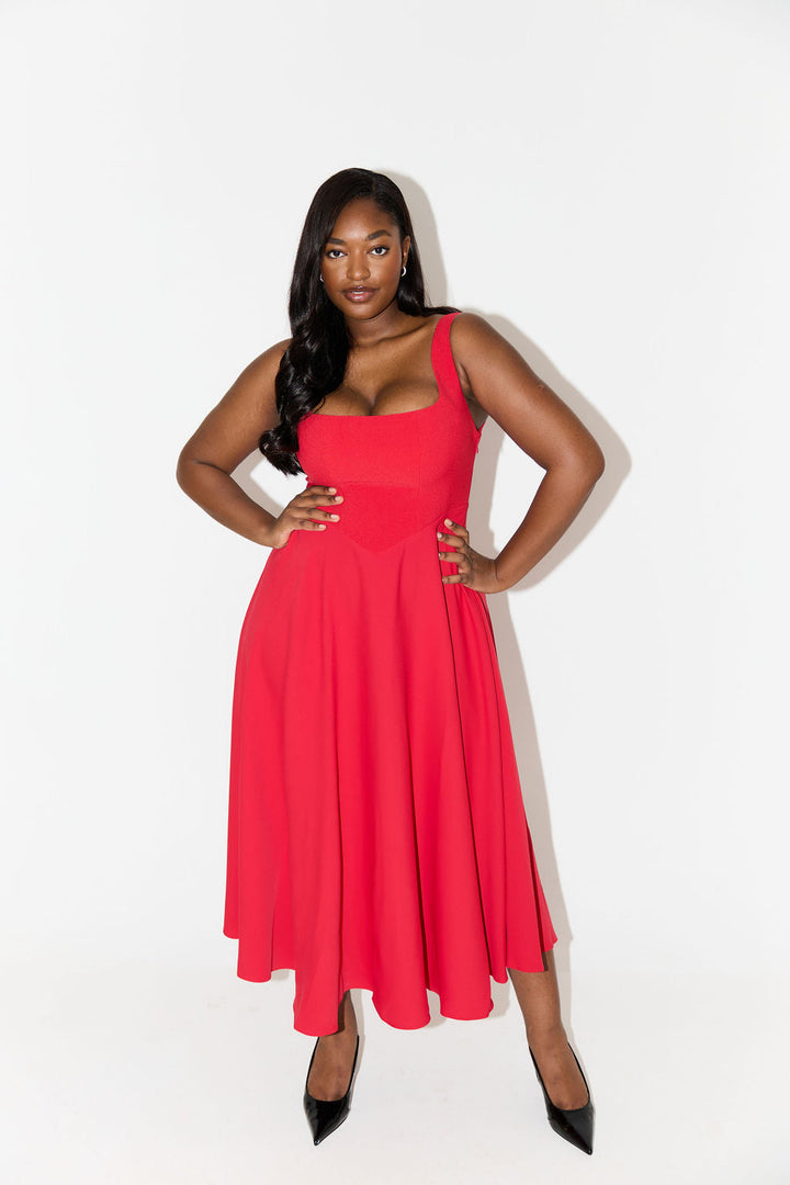 Angela™ | Tidløs Flowy Midi Kjole