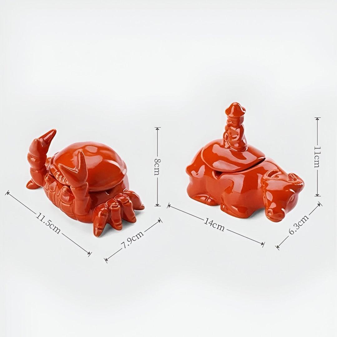 Orientalsk Keramisk Askebæger med Krabbe Design