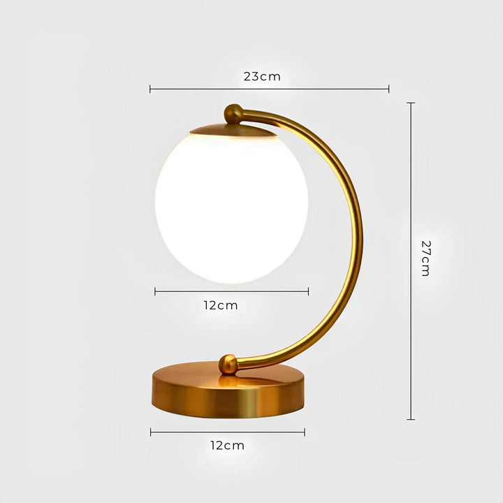 Elegant Glas Globus Bordlampe med Metalbase
