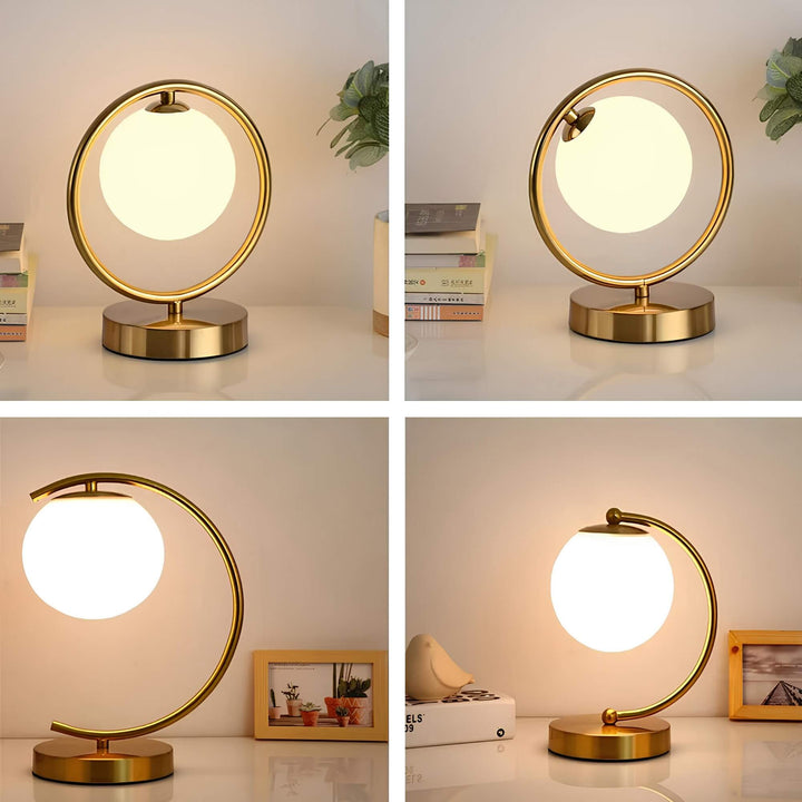 Elegant Glas Globus Bordlampe med Metalbase