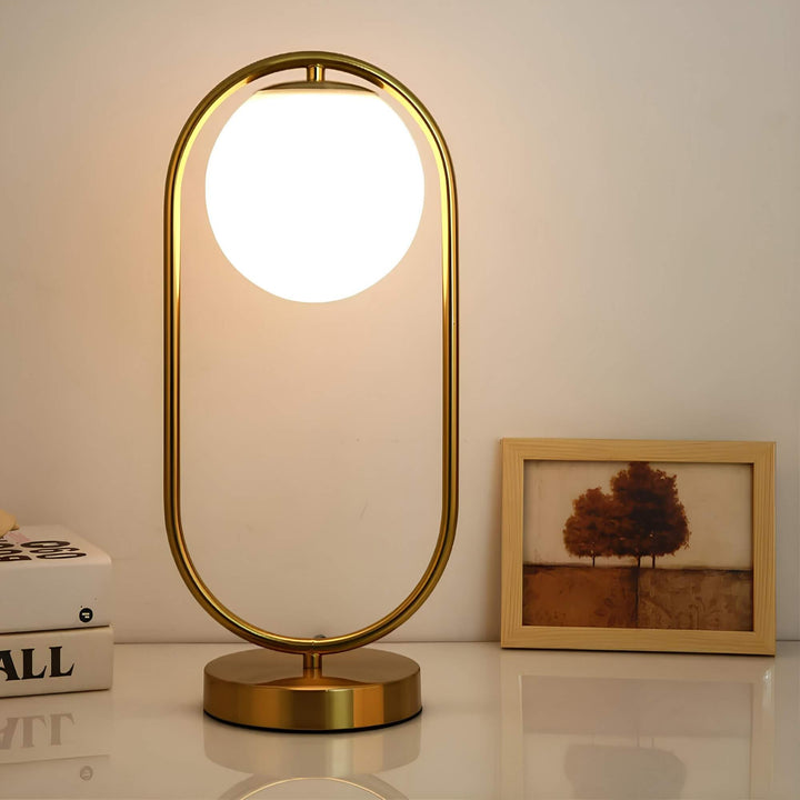 Elegant Glas Globus Bordlampe med Metalbase