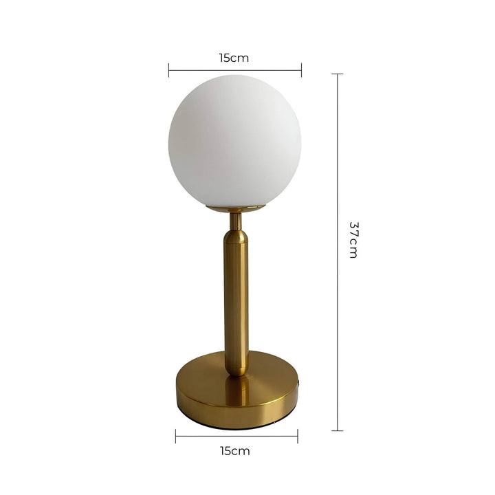 Elegant Glas Globus Bordlampe med Metalbase