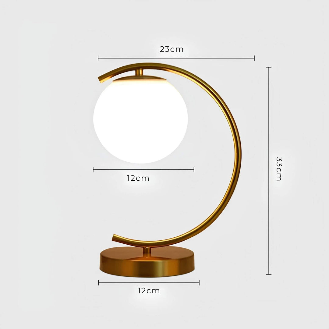Elegant Glas Globus Bordlampe med Metalbase