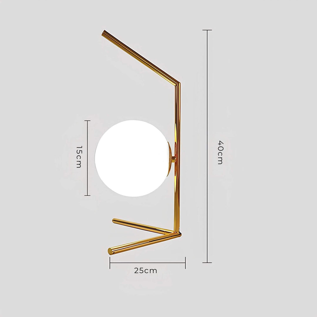 Elegant Glas Globus Bordlampe med Metalbase