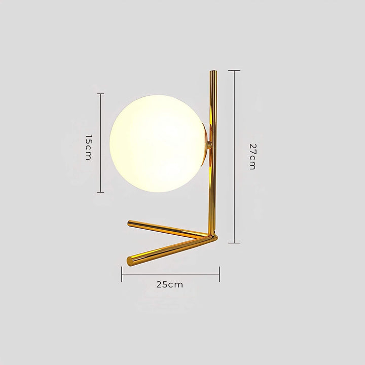 Elegant Glas Globus Bordlampe med Metalbase