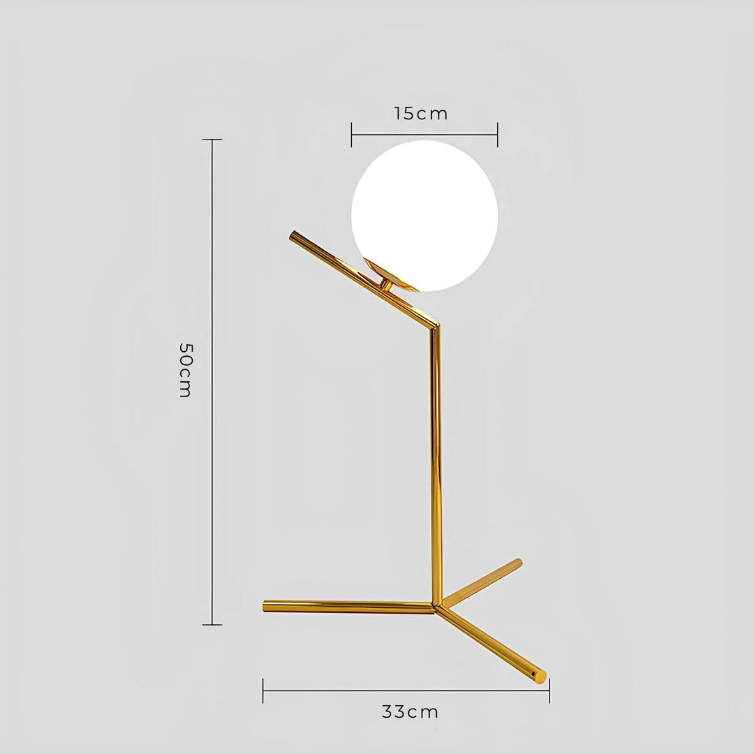 Elegant Glas Globus Bordlampe med Metalbase
