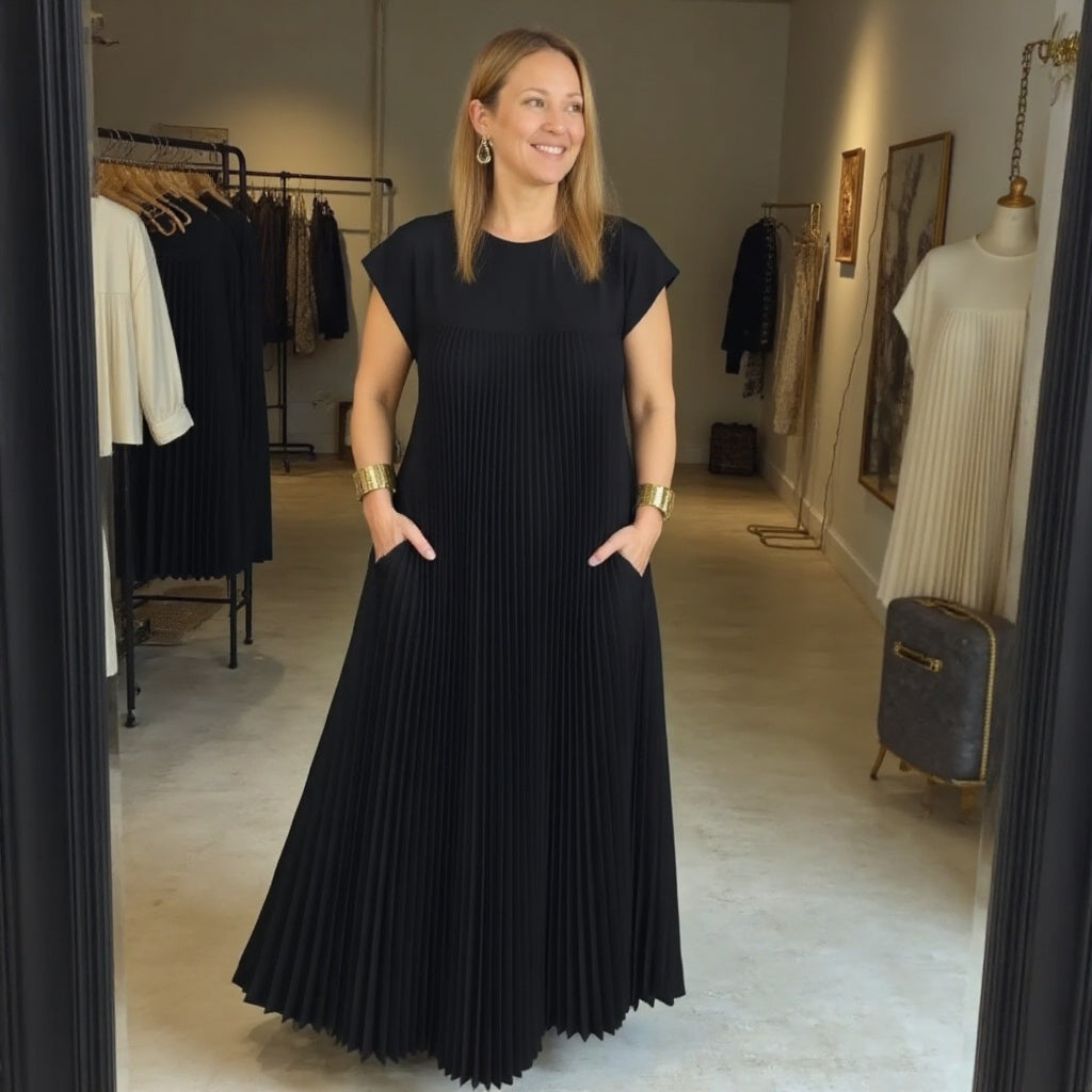 Fern | Kvinders Flydende Plisseret Maxi Kjole Cocktail