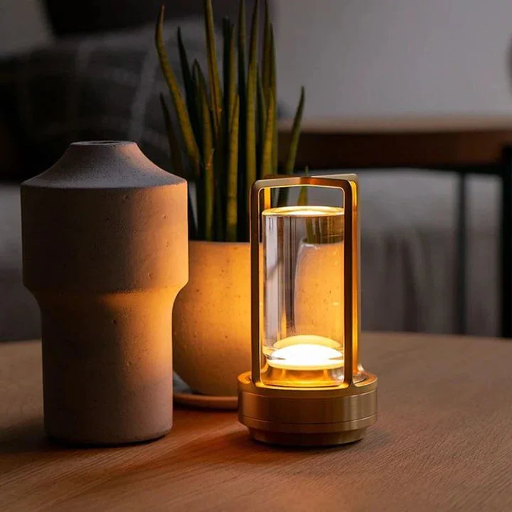 Trådløs Genopladelig Bordlampe med Krystal og Berøringssensor