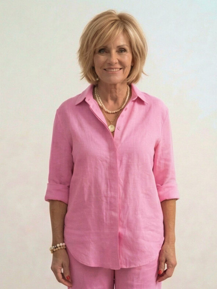 Vivian | Kvinders afslappede skjorte med knap og bukser med bred ben