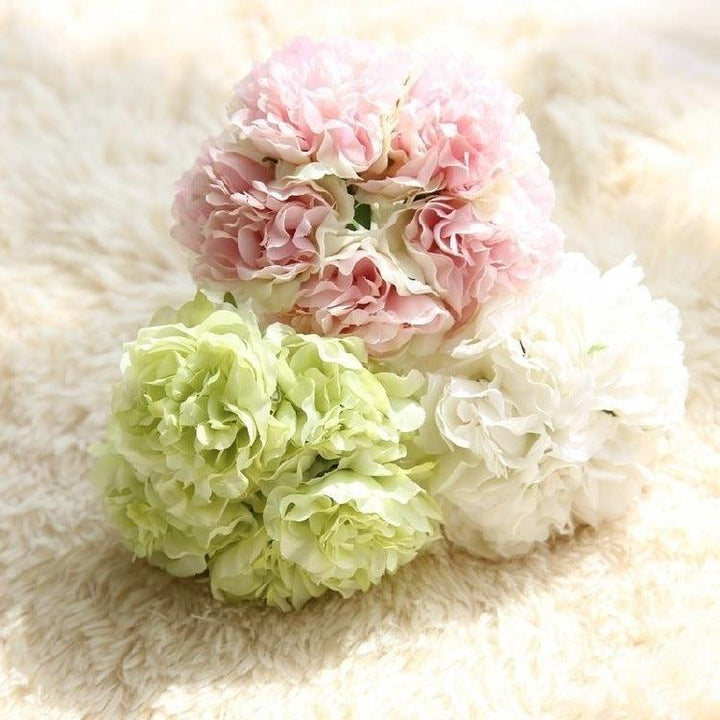 Silke Pæon Blomst Bundt - 5 Kunstige Blomster i Høj Kvalitet